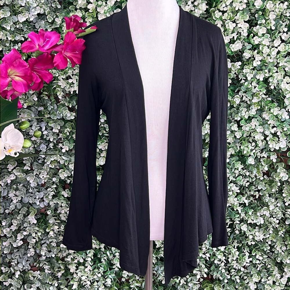 Ann Taylor Lightweight Open Front Black Cardigan SP